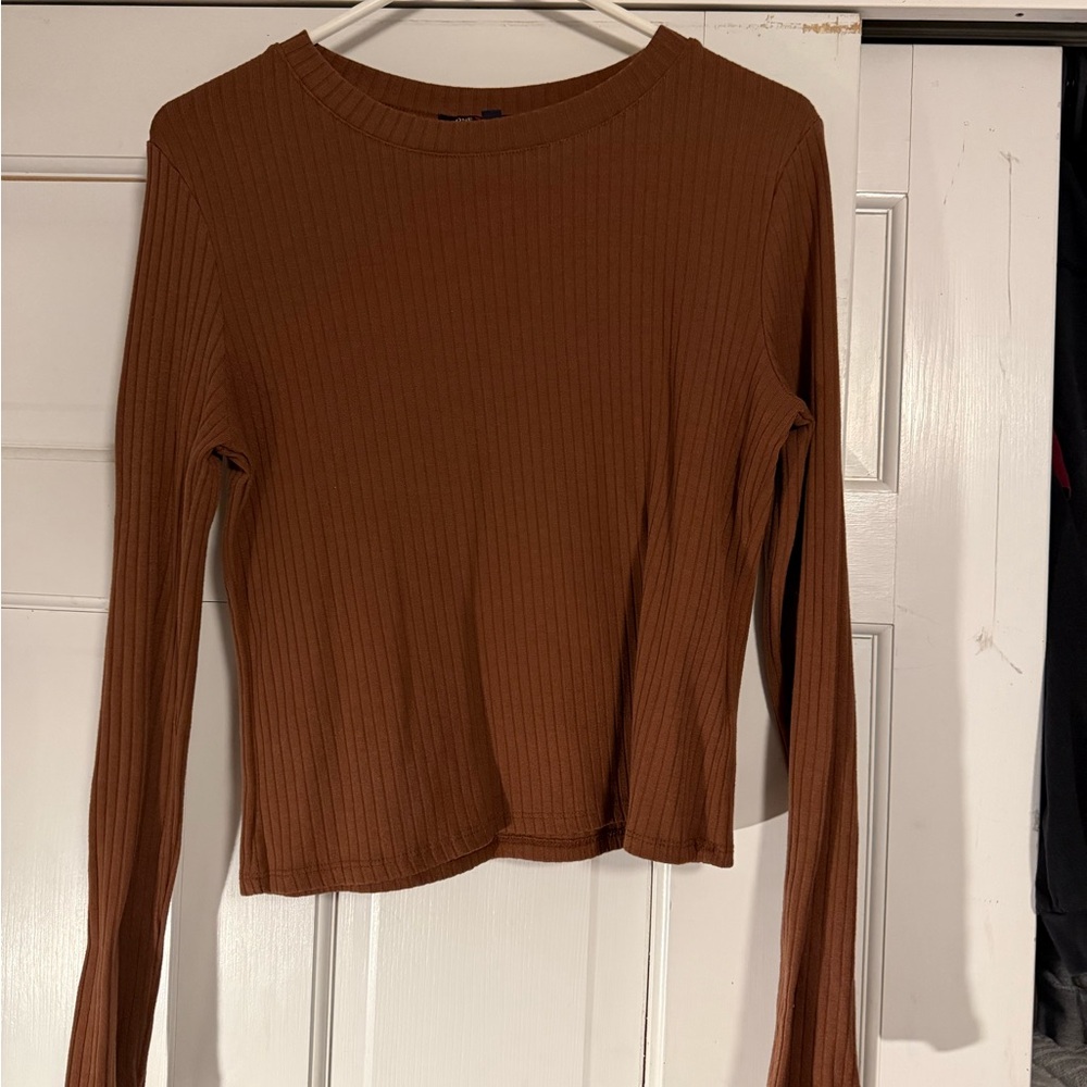One Clothing Chestnut Ribbed Long Sleeve Top
